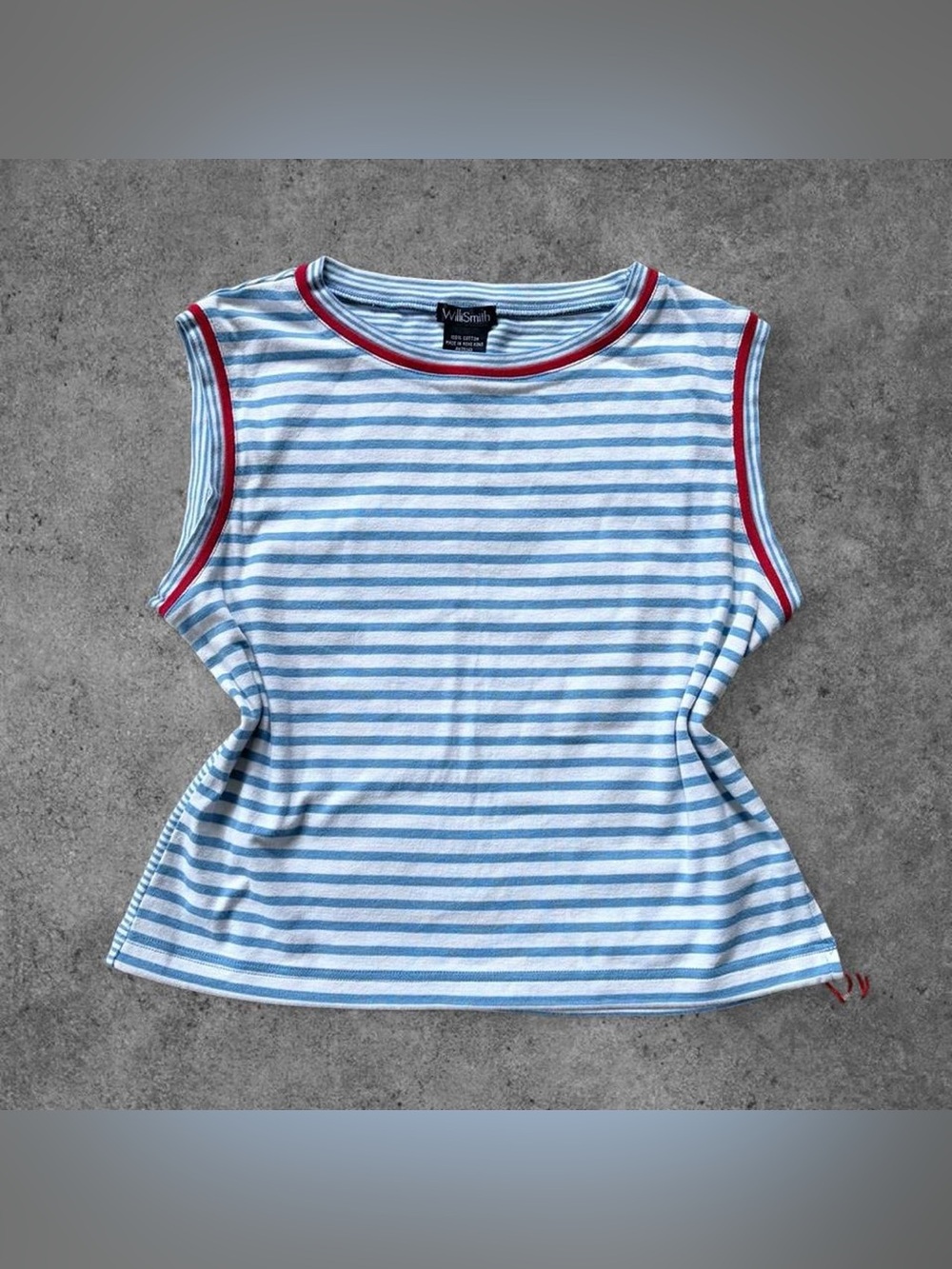 Y2K Blue & White Striped Tank Top